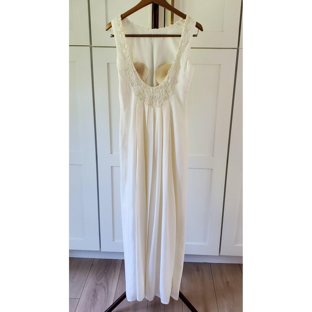 Jessica McClintock Wedding Dress Womens 8 White Beaded Backless Sheath‎ Long USA